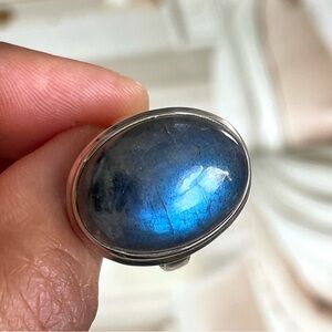 925 Sterling Silver Natural Labradorite Ring! US:8 
B O H O